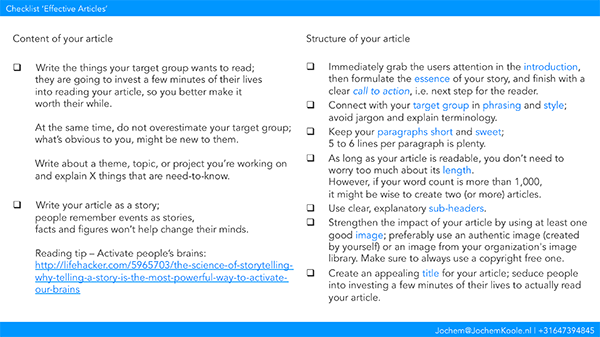 Checklist 'Effective Articles'